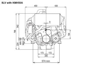 8LV320 Yanmar Marin Dizel Motor 320Hp Hidrolik Şanzıman